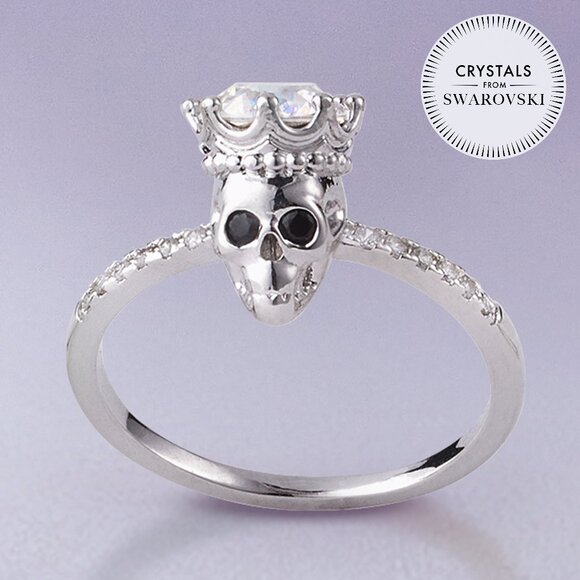 Skull crown ring with Swarovski Crystals Charmed Aroma Skull Collection - Picture 1 of 8